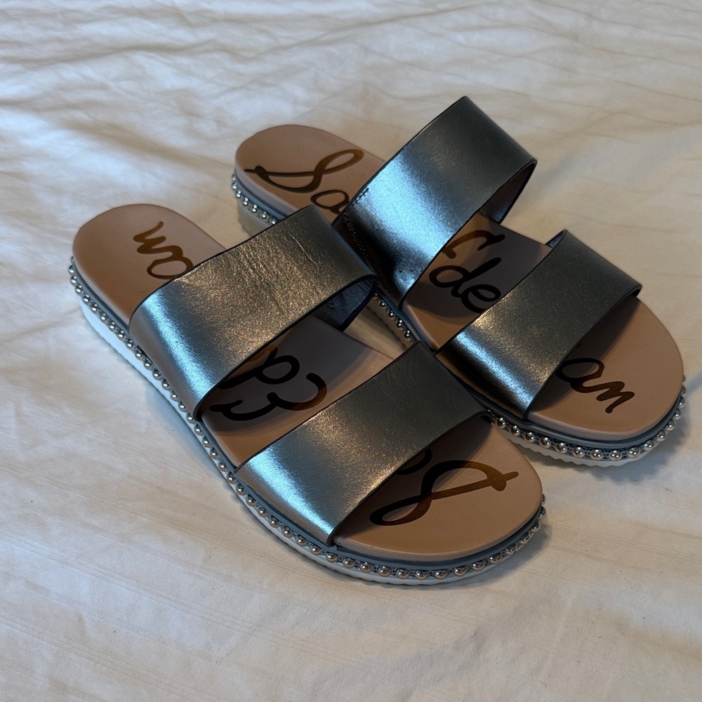Sam Edelman Metallic Black Slide Sandals
